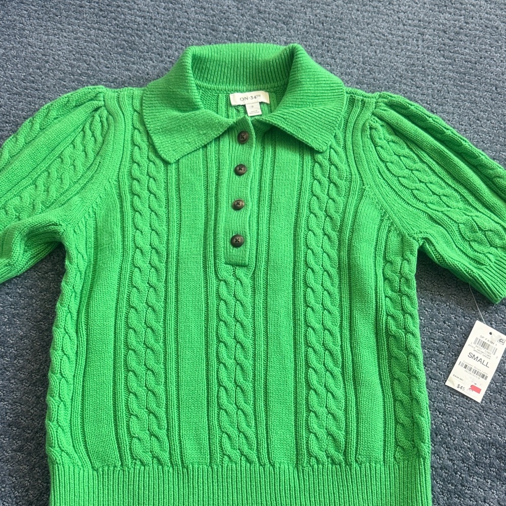 ON TOP Green Cable Knit Sweater